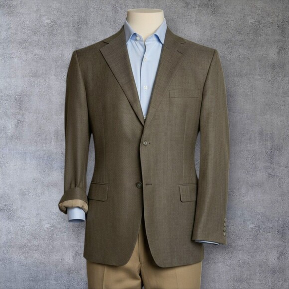 ANDREW FEZZA Mens Blazer Sport Coat Two Button Jacket 42R SILK/WOOL Brown suit